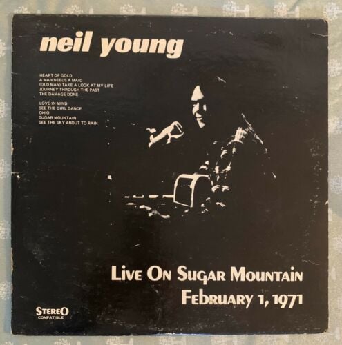 Neil Young Live on Sugar Mountain 1971 Rare Bootleg LP 33 vinyl