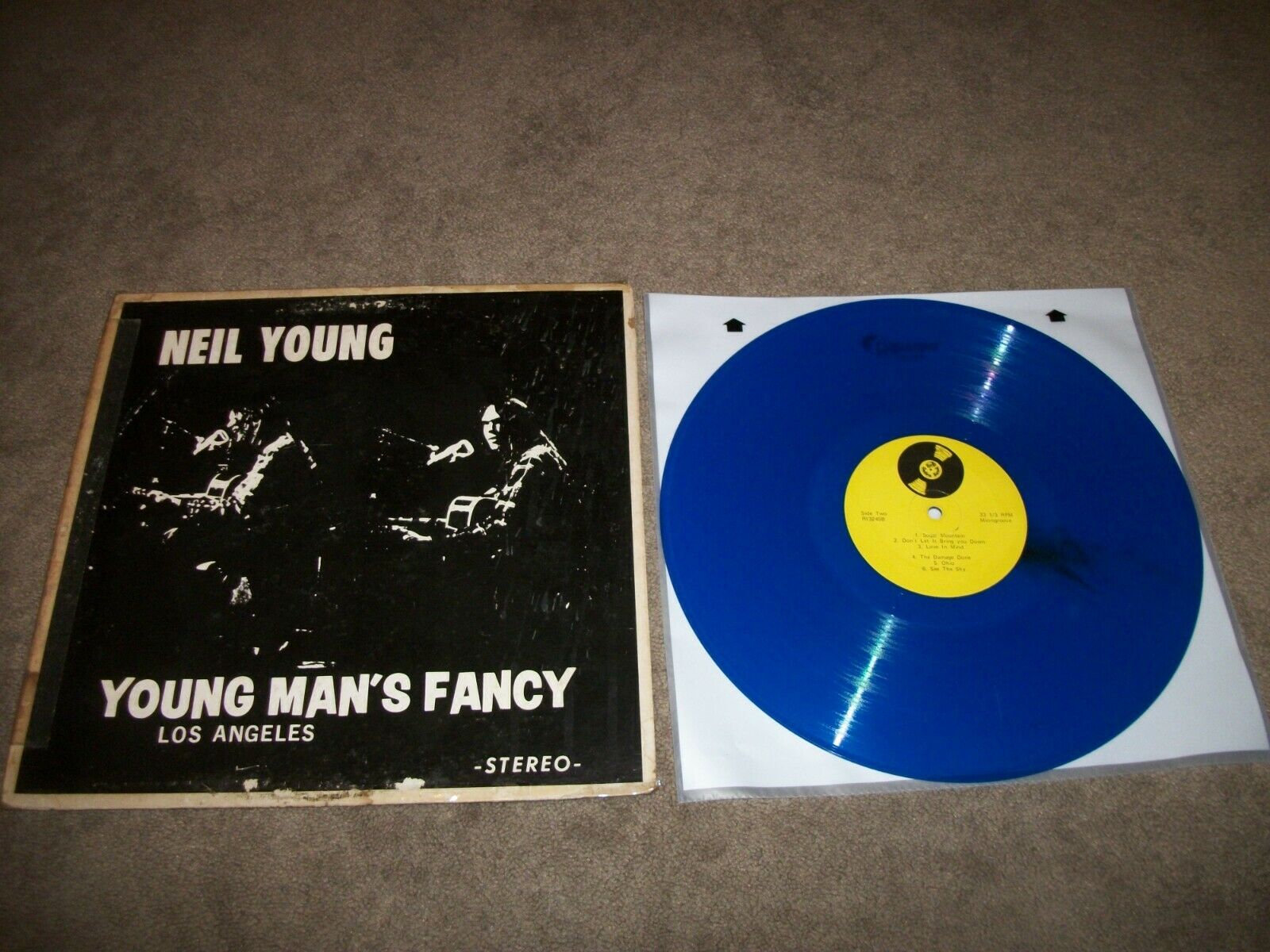 Pic 1 RARE BOOTLEG LP NEIL YOUNG - YOUNG MANS FANCY LIVE IN LOS ANGELES - BLUE VINYL