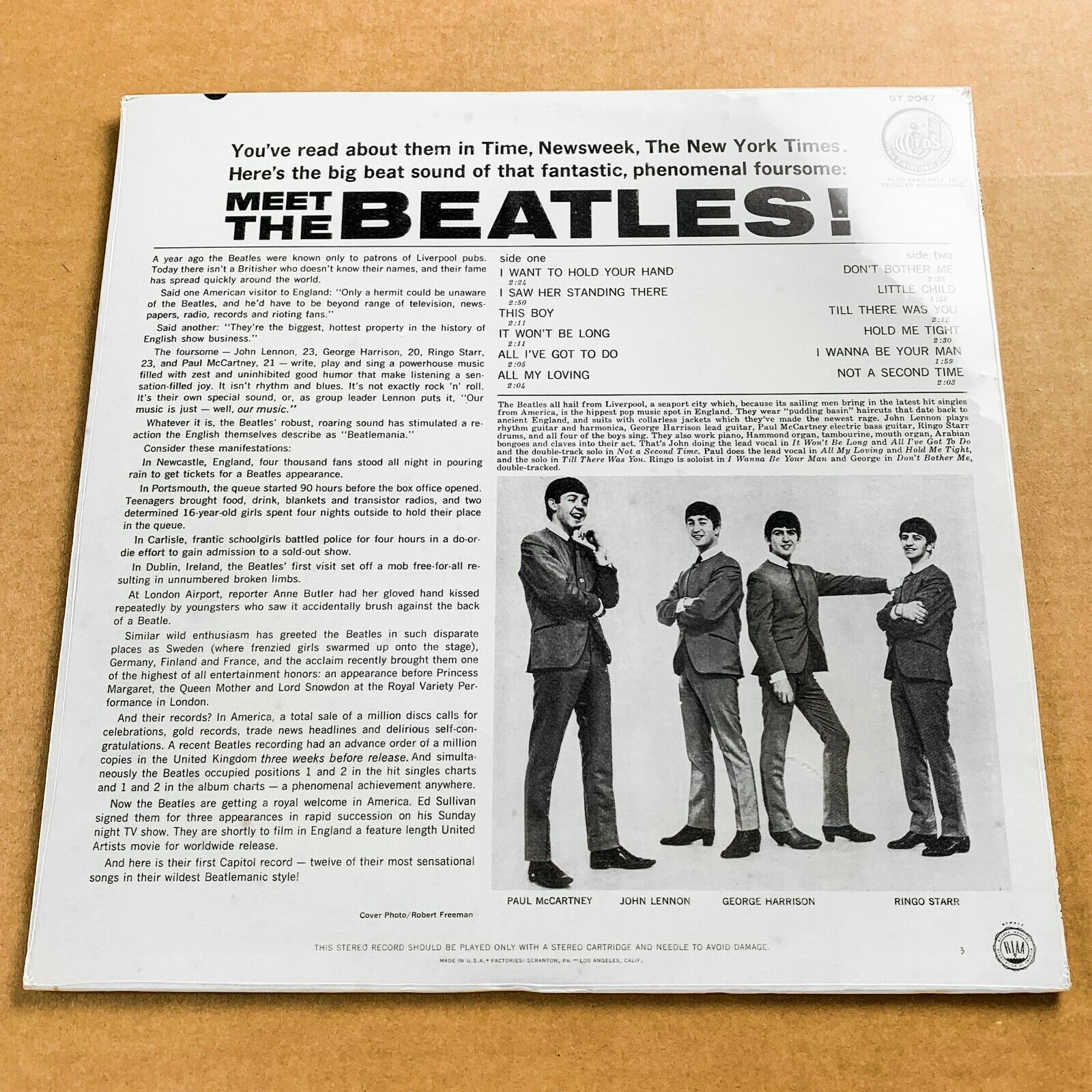 Pic 3 THE BEATLES MEET THE BEATLES  US ORIG'64 CAPITOL ST-2047 STEREO 1ST PRESS SEALED