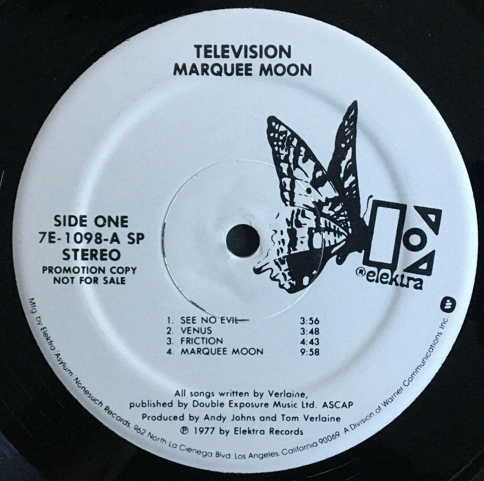  TELEVISION, Marquee Moon USA 1st pressing EXCELLENT- LP -  auction details