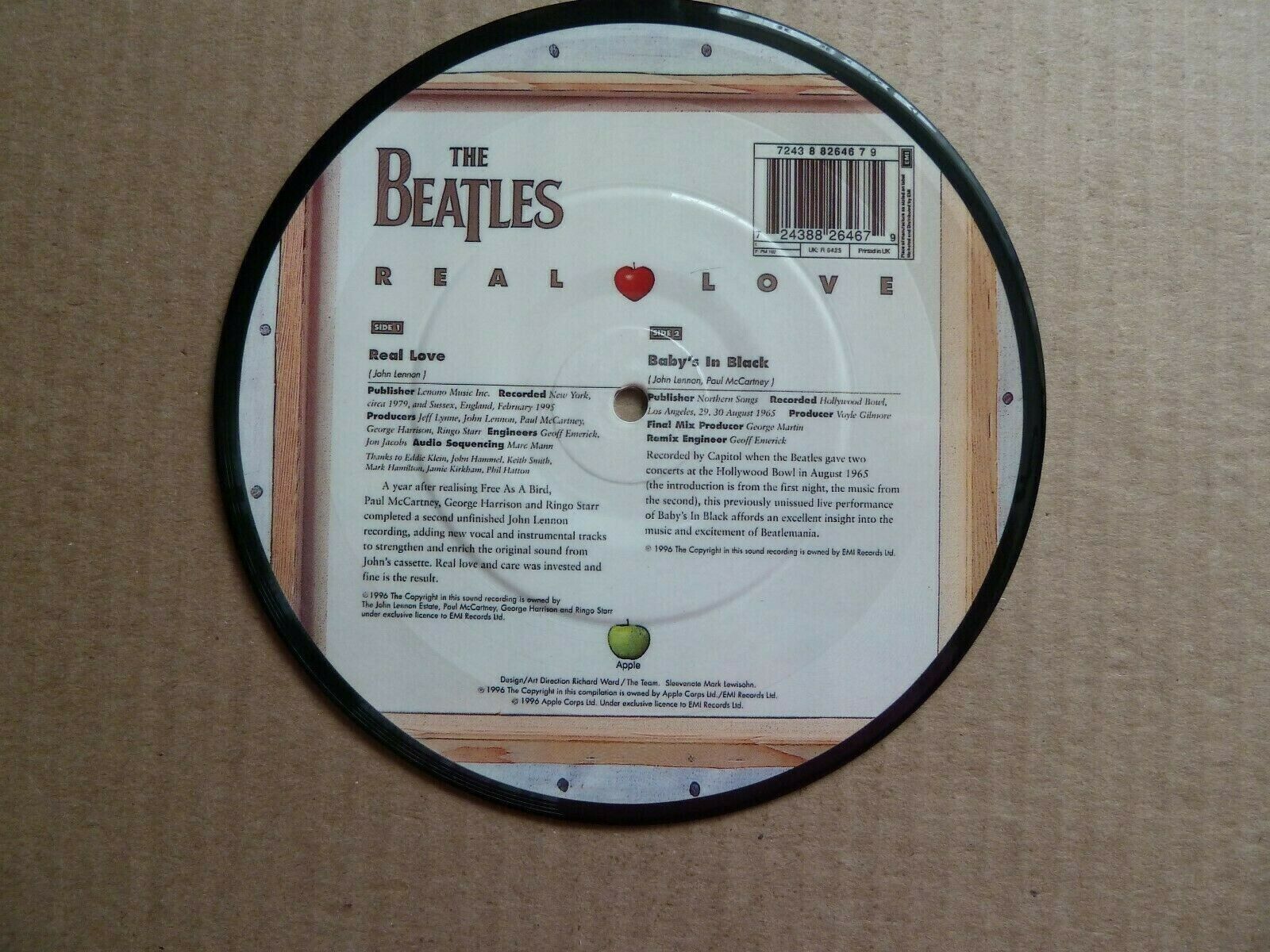 Pic 1 THE BEATLES - REAL LOVE -  7" PICTURE DISC