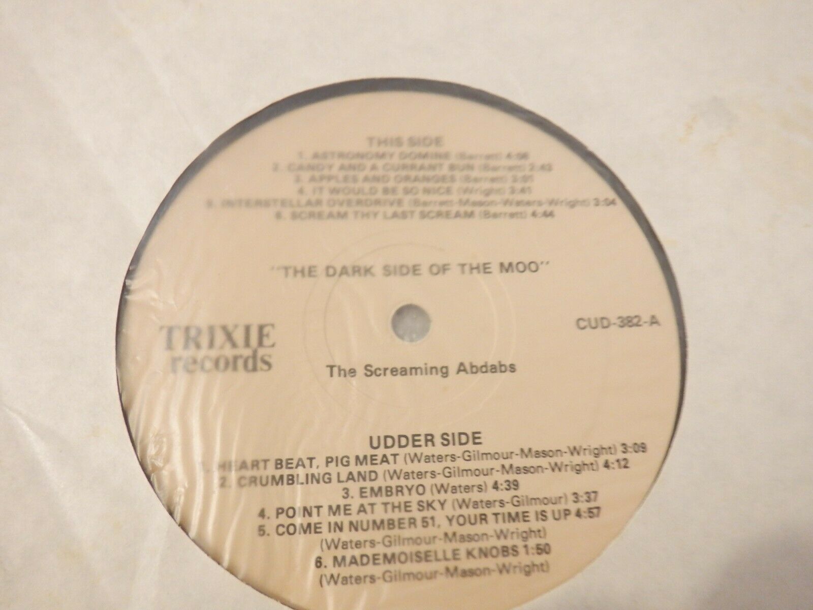 Pic 2 The Dark Side Of The Moo; Pink Floyd 1986 Vinyl Trixie Records; Screaming Abdabs