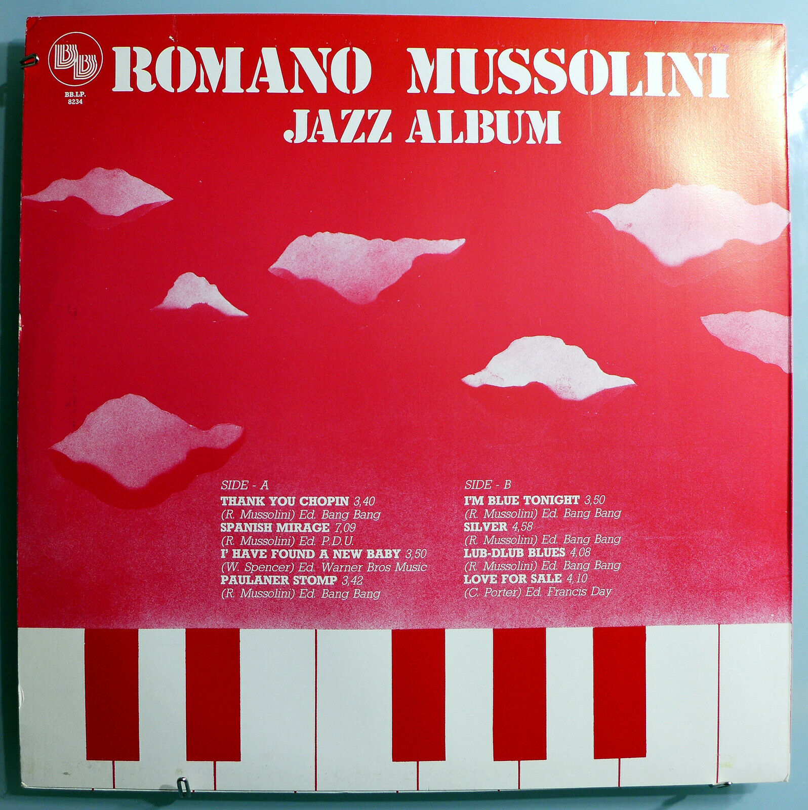 Pic 1 ROMANO MUSSOLINI JAZZ ALBUM RARE ORIG '82 ITALIAN-ONLY BB RECORDS PROMO LP MINT