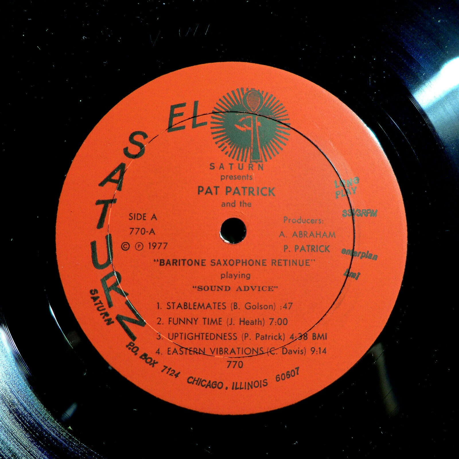 Pic 1 PAT PATRICK (SUN RA ARKESTRA) SOUND ADVICE INSANELY RARE ORIG'77 EL SATURN LP NM