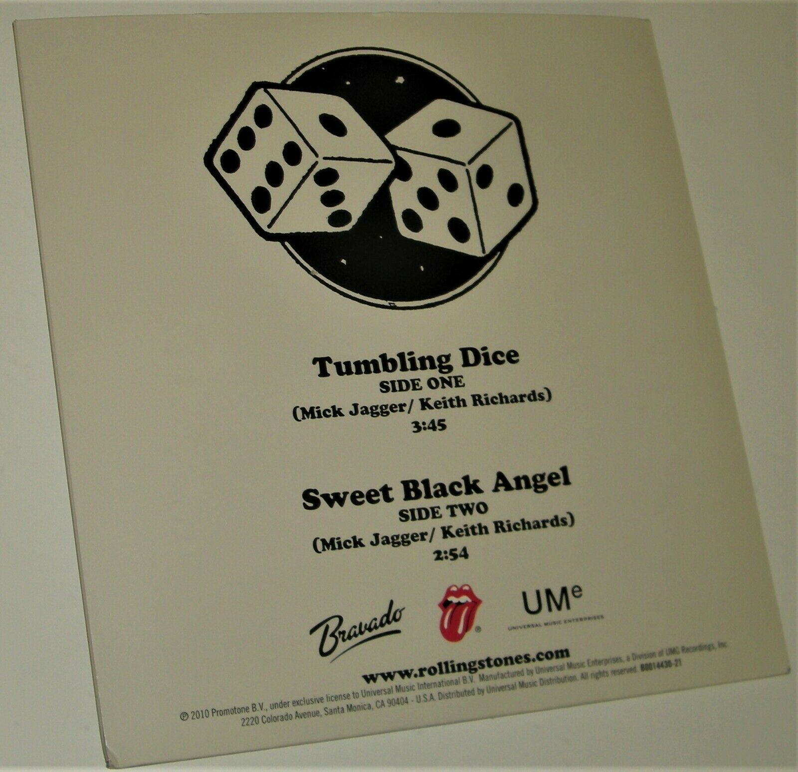 Pic 2 2010 UM/Bravado 7" (Limited 3,000) "Tumbling Dice" + "Happy" rolling stones NM