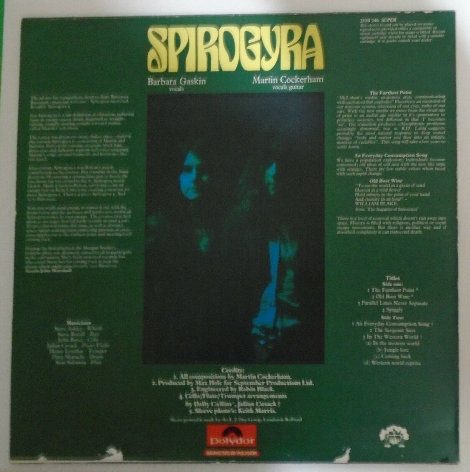 Pic 1 SPIROGYRA,Bells,Boots And Shambles.Rare 1973 Vinyl LP in Ex Condition.2310 246.