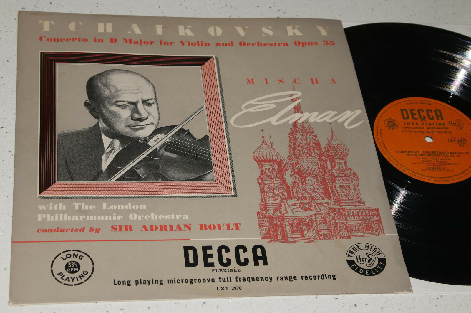 Pic 1 Decca LXT 2970 Mischa Elman Tchaikovsky Violin Concerto 1954 ED1 STUNNING NM