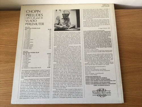 Pic 2 NIMBUS 45011 Chopin Preludes Opus 28... 45RPM Vlado Perlemuter Vinyl Near Mint