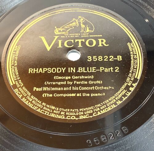Pic 1 George Gershwin - VICTOR 35822 - Rhapsody In Blue - Paul Whiteman Orch. VG+